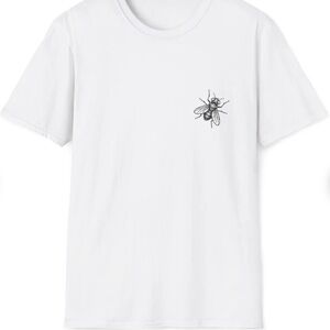 Minimalist White Tee with Fly Graphic